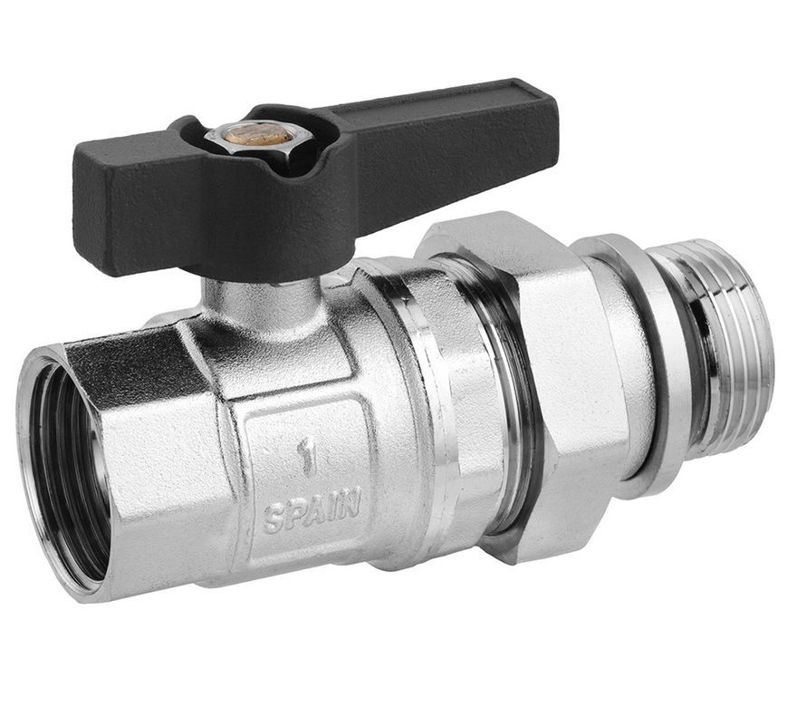 Кран-американка Karro Uno Black 1" ВЗ кульовий прямий з антипротіканням PN40 KR-100058 CV035515 - KR-100058