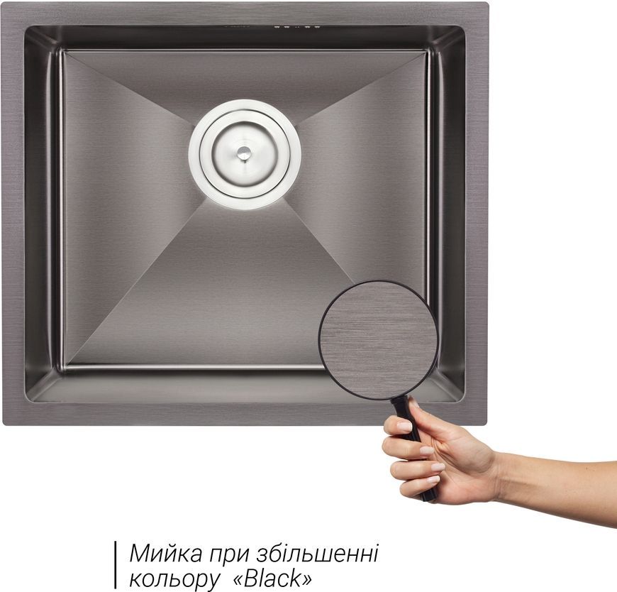 Кухонна мийка інтегрована QTAP D4843BL PVD 2,7/1,0 мм Black - QTD4843BLPVD2710