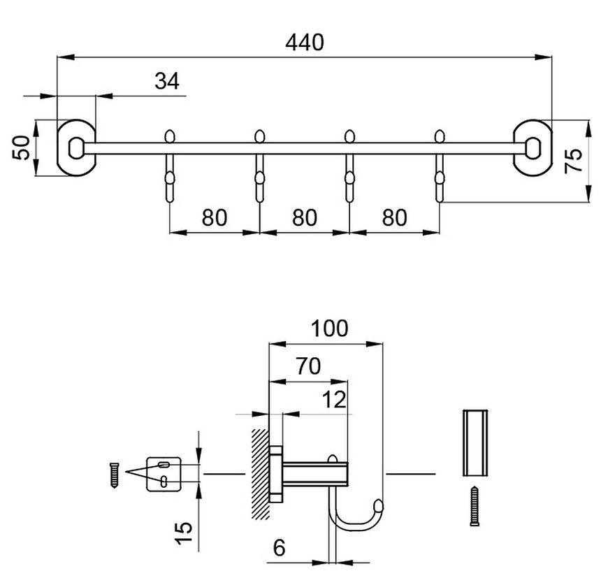 Крючок (держатель для полотенец и халатов) QTAP Liberty ORO 1154-4 золото QTLIBORO11544