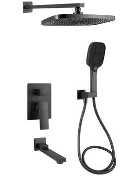 Душова система прихованого монтажу Qtap Gemini з поворотним виливом QTGEM114GMB45704 Gunmetal Black PVD - QTGEM114GMB45704