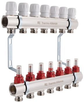 Колектор з витратомірами Thermo Alliance Standart 1" 7 виходів 3/4" SD235W7 латунь - SD235W7