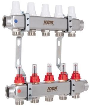 Колектор розподільчий Icma з витратомірами 3/4"х5 виходів №К073 87K073179PQ32QU - 87K073179PQ32QU