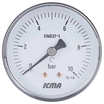 Манометр Icma заднее подключение 1/4"НР 63 мм 0-10 бар №243 91243AB10