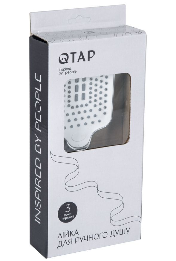 Лейка для ручного душа Qtap Rucni 245x95 мм прямоугольная Chrome/White QTRUC125CRM45779 - QTRUC125CRM45779