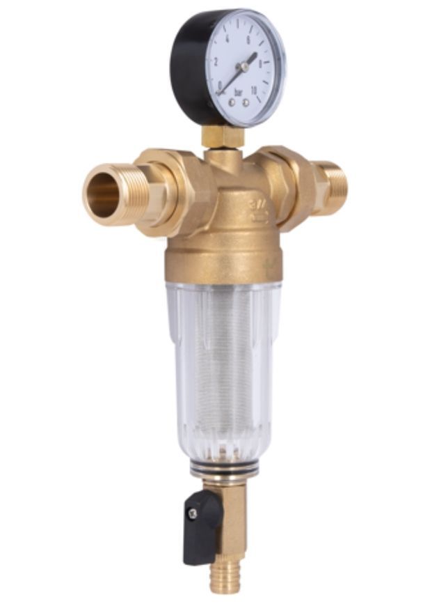 Фильтр самопромывной с манометром Thermo Alliance Standart 3/4" тонкой очистки, с пластиковой колбой TAS128W20 - TAS128W20