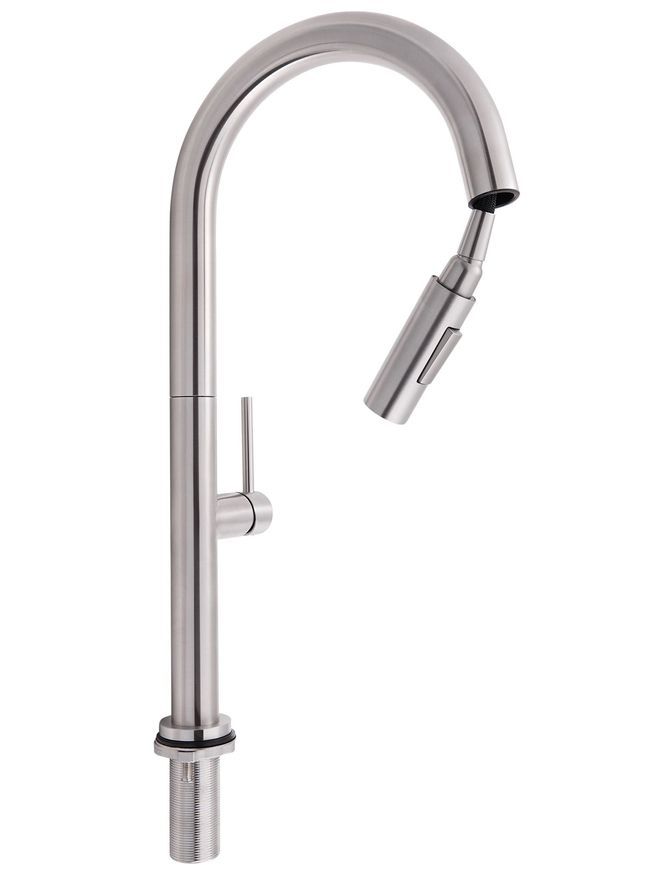 Смеситель для кухни Qtap Lenicka с выдвижным изливом Brushed Nickel PVD QTLEN9138103UN - QTLEN9138103UN