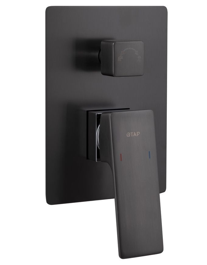 Душевая система скрытого монтажа Qtap Gemini с поворотным изливом QTGEM114GMB45704 Gunmetal Black PVD - QTGEM114GMB45704