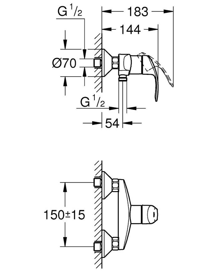 Змішувач для душа GROHE Eurosmart 33555002 - 33555002