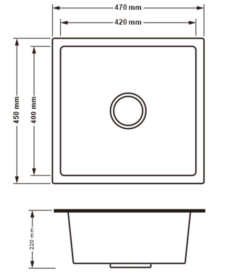 Кухонна мийка LIDZ Handmade H4745B PVD Brush Black 3,0/0,8 LDH4745BPVD43618 чорна - LDH4745BPVD43618