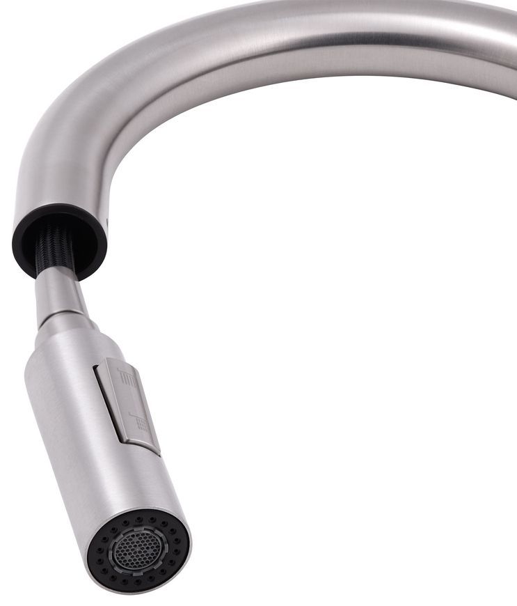 Смеситель для кухни Qtap Lenicka с выдвижным изливом Brushed Nickel PVD QTLEN9138103UN - QTLEN9138103UN