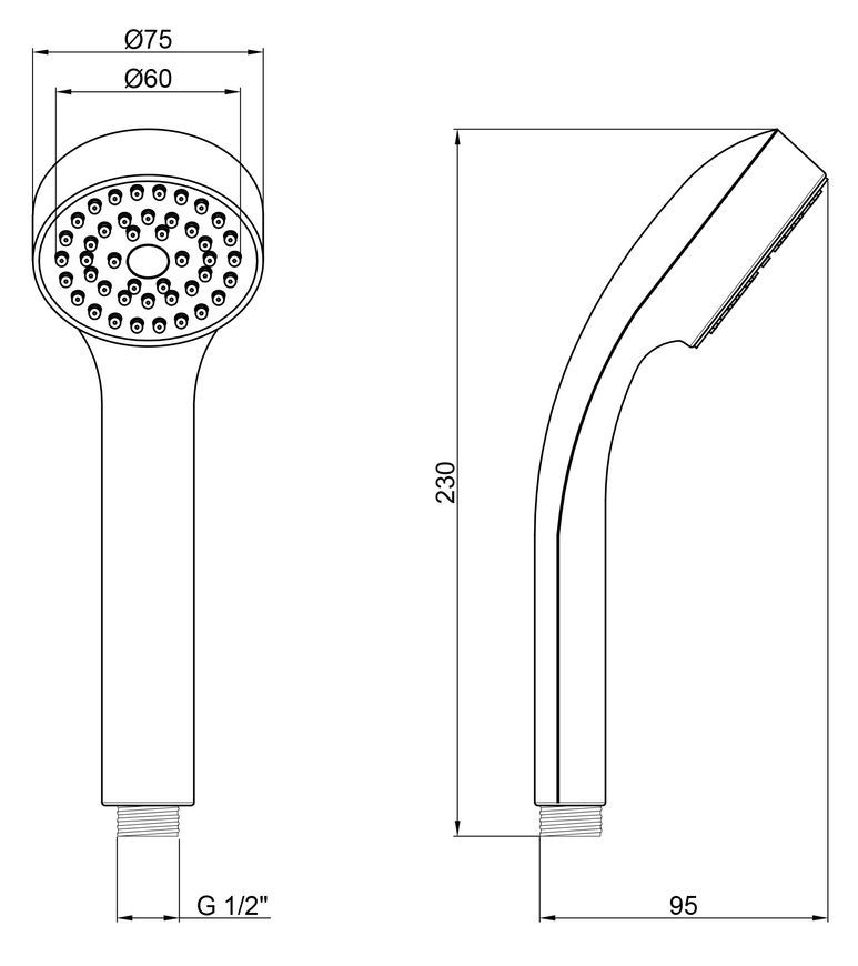 Лійка для ручного душу QTAP Rucni A075O1ZCG - QTRUCA075O1ZCG