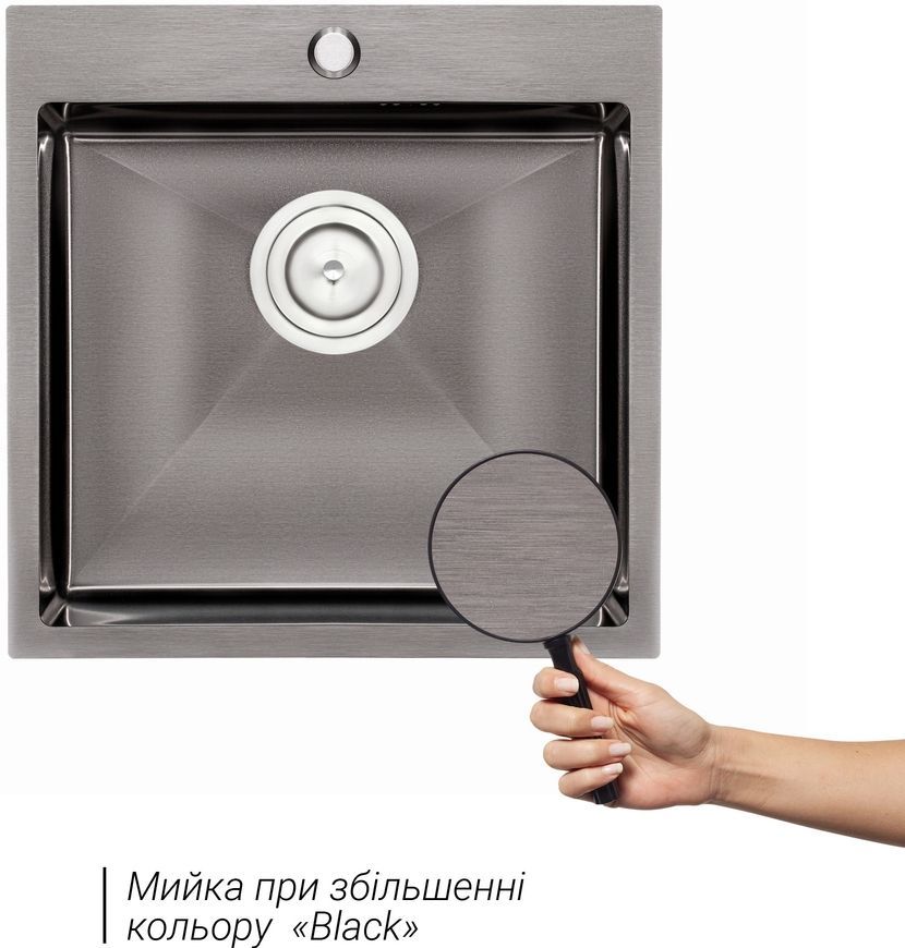 Кухонна мийка інтегрована QTAP D5050BL PVD 2,7/1,0 мм Black - QTD5050BLPVD10