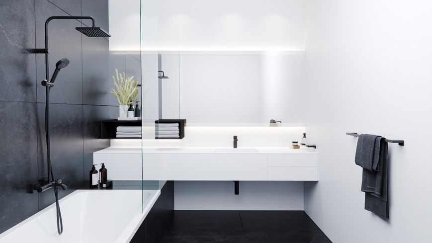 Душова система HANSGROHE Vernis Shape 240 1jet з термостатом та виливом 26900670 чорна матова - 26900670