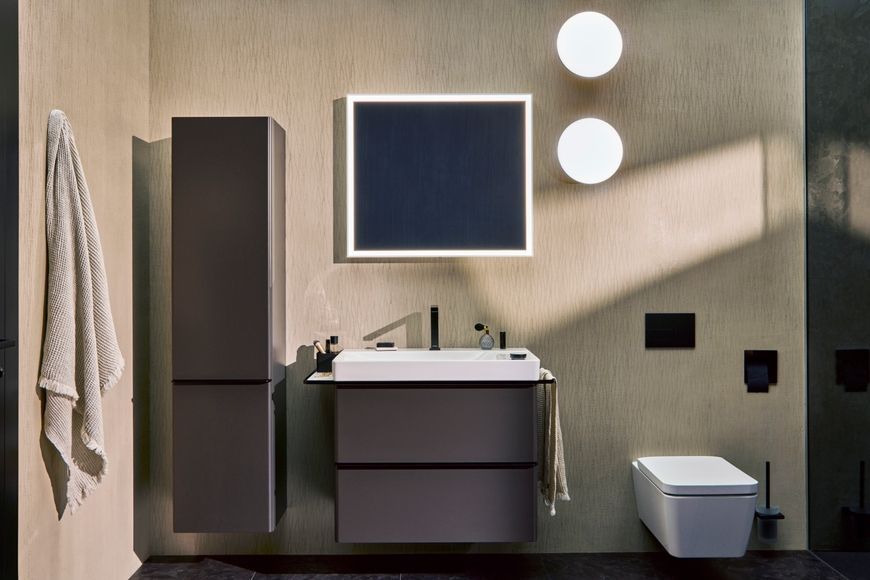 Змішувач для раковини на 2 отвори HANSGROHE Tecturis E 150 CoolStart EcoSmart+ Matt Black 73053670 чорний з д/к - 73053670
