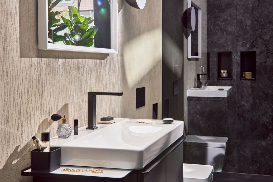 Змішувач для раковини на 2 отвори HANSGROHE Tecturis E 150 CoolStart EcoSmart+ Matt Black 73053670 чорний з д/к - 73053670