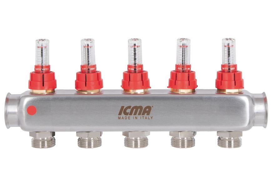 Колектор розподільчий Icma з витратомірами 3/4"х5 виходів №К073 87K073179PQ32QU - 87K073179PQ32QU