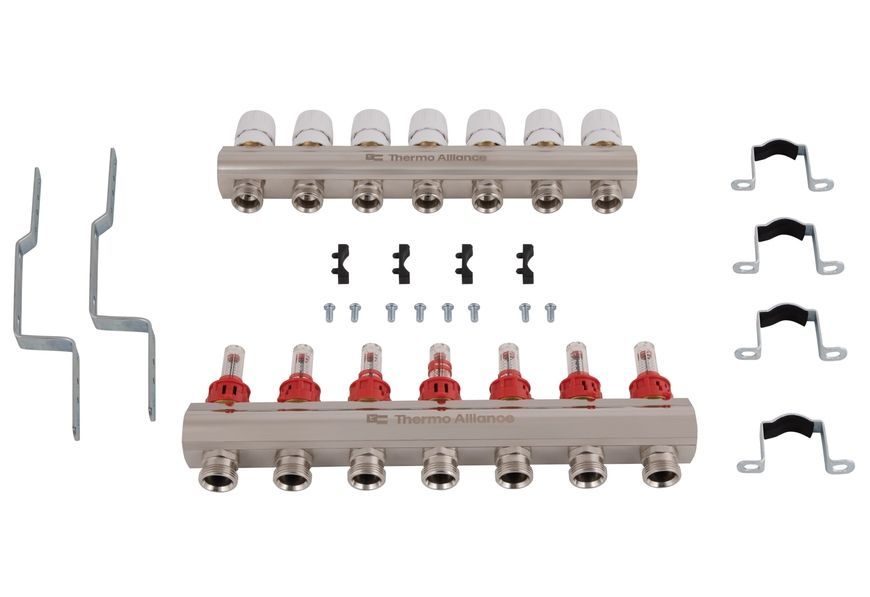 Колектор з витратомірами Thermo Alliance Standart 1" 7 виходів 3/4" SD235W7 латунь - SD235W7