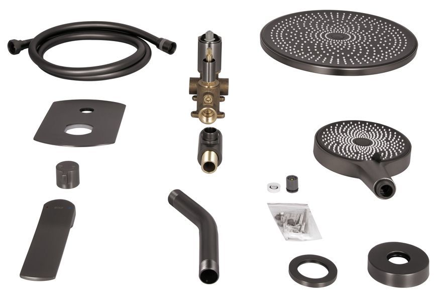 Душова система прихованого монтажу Qtap Slavonice на 2 споживача Gunmetal Black PVD QTSLA113GMB45899 - QTSLA113GMB45899