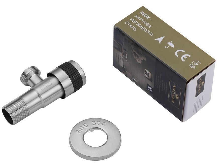 Кран приборный Kroner KRP Edelstahl Klassisch-ESG100 1/2"х1/2" НР нержавеющая сталь CV022973