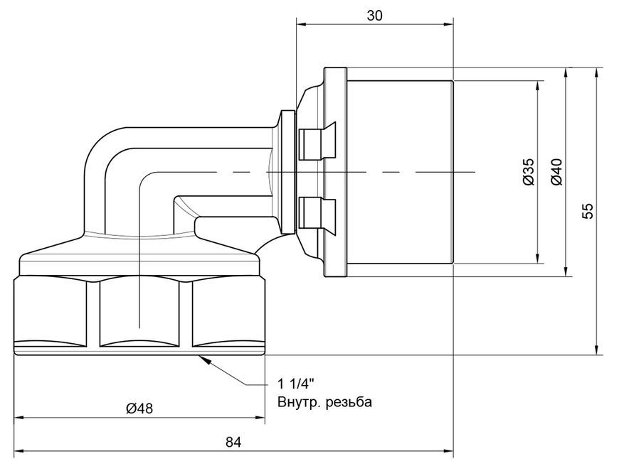 Уголок пресс-фитинг ICMA 32х1" 1/4 ВР №405 - 81405AGGQ06