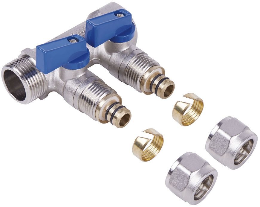 Коллектор SD PLUS 3/4" 2 выхода латунь SD231W2