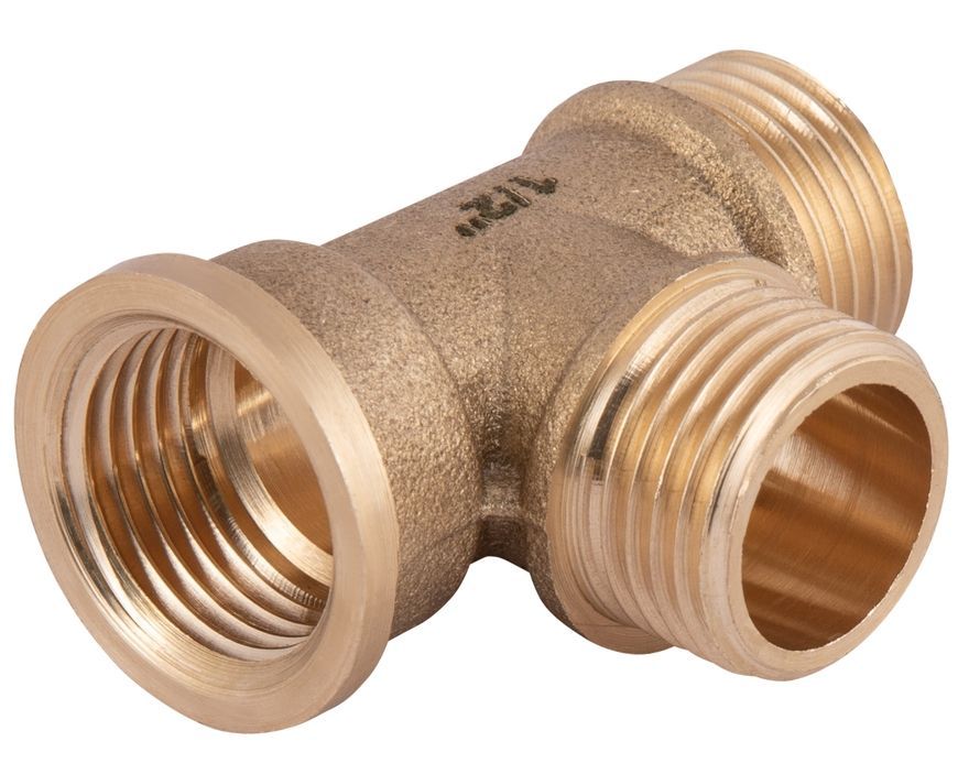 Тройник латунный SD Plus 1/2"ВРх1/2"НРх1/2"НР равнопроходной SD41415