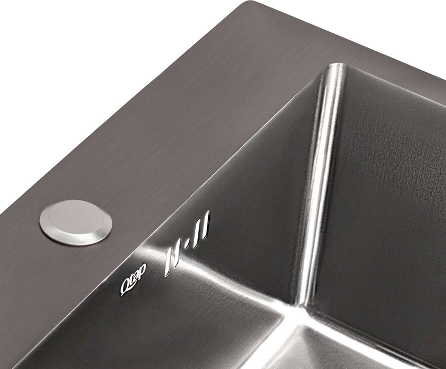 Кухонная мойка интегрированная QTAP D5050BL PVD 2,7/1,0 мм Black - QTD5050BLPVD10