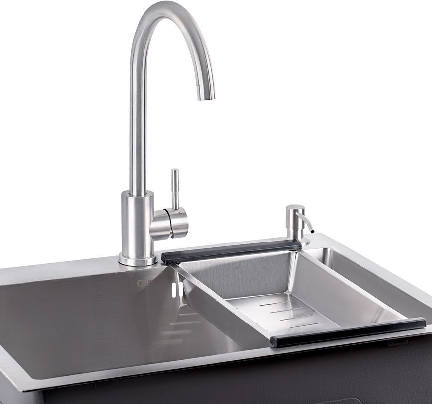 Набор QTAP D6045 SET 4 в 1:  кухонная мойка Satin, смеситель, сушилка, диспенсер - QTD6045SET