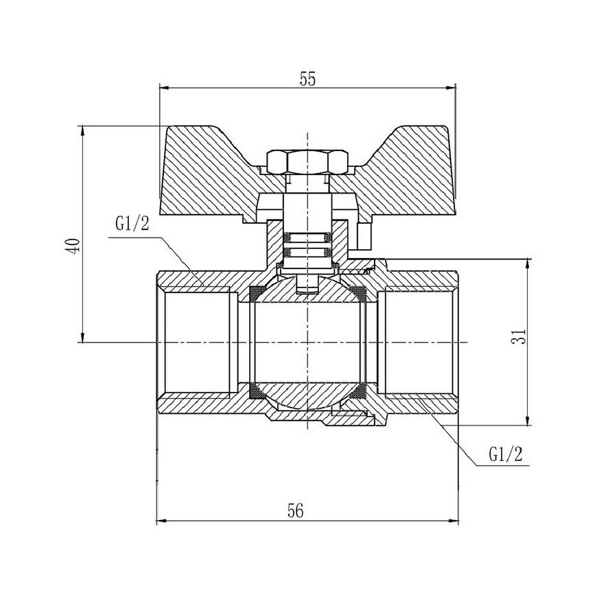 Кран шаровой SD FORTE 1/2" ВР для воды (бабочка) SF602W15 - SF602W15