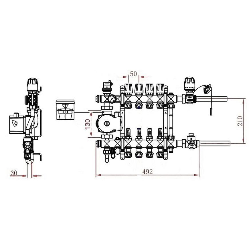Коллекторная группа с расходомерами SD FORTE 1" на 4 выхода SFE0014 - SFE0014