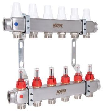 Колектор розподільчий Icma з витратомірами 3/4"х6 виходів №К073 87K073179PK32QU - 87K073179PK32QU