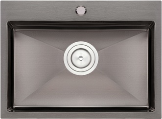 Кухонная мойка интегрированная QTAP D5843BL PVD 2,7/1,0 мм Black - QTD5843BLPVD10