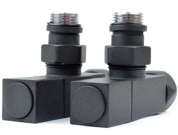 Кран для полотенцесушителя угловой NAVIN Квадро 3/4"х1/2" 2 шт. черный матовый 21-633550-0855 - 21-633550-0855