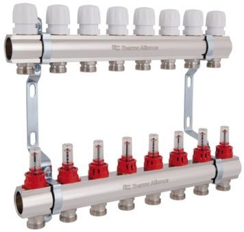 Колектор з витратомірами Thermo Alliance Standart 1" 8 виходів 3/4" SD235W8 латунь - SD235W8