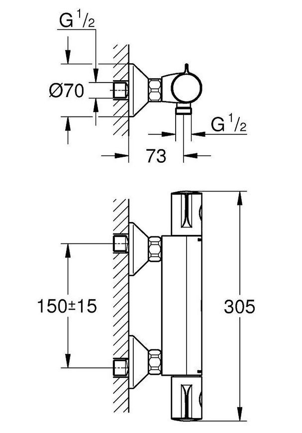 Смеситель для душа термостатический GROHE Grohtherm 800 34558000 - 34558000