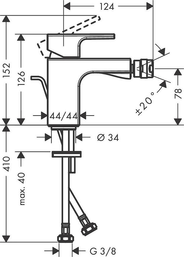 Смеситель для биде HANSGROHE Vernis Shape черный матовый 71211670 - 71211670