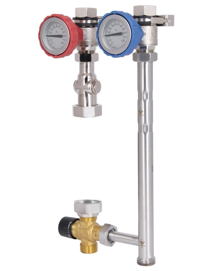 Насосна група Thermo Alliance Forte Quick System з термостатичним змішувачем (25-50&deg;C) 1" (без насосу) праве підкл. TAF-QSPGR2