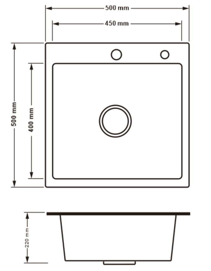 Кухонна мийка LIDZ Handmade H5050B PVD Brush Black 3,0/0,8 LDH5050BPVD43619 чорна - LDH5050BPVD43619