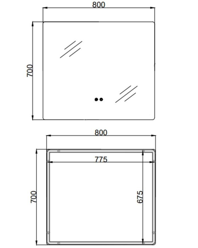 Зеркало настенное прямоугольное Qtap Taurus TA2 800&times;700 с LED-подсветкой Touch, антизапотеванием, диммером, рег. яркости QTTAU70070048955