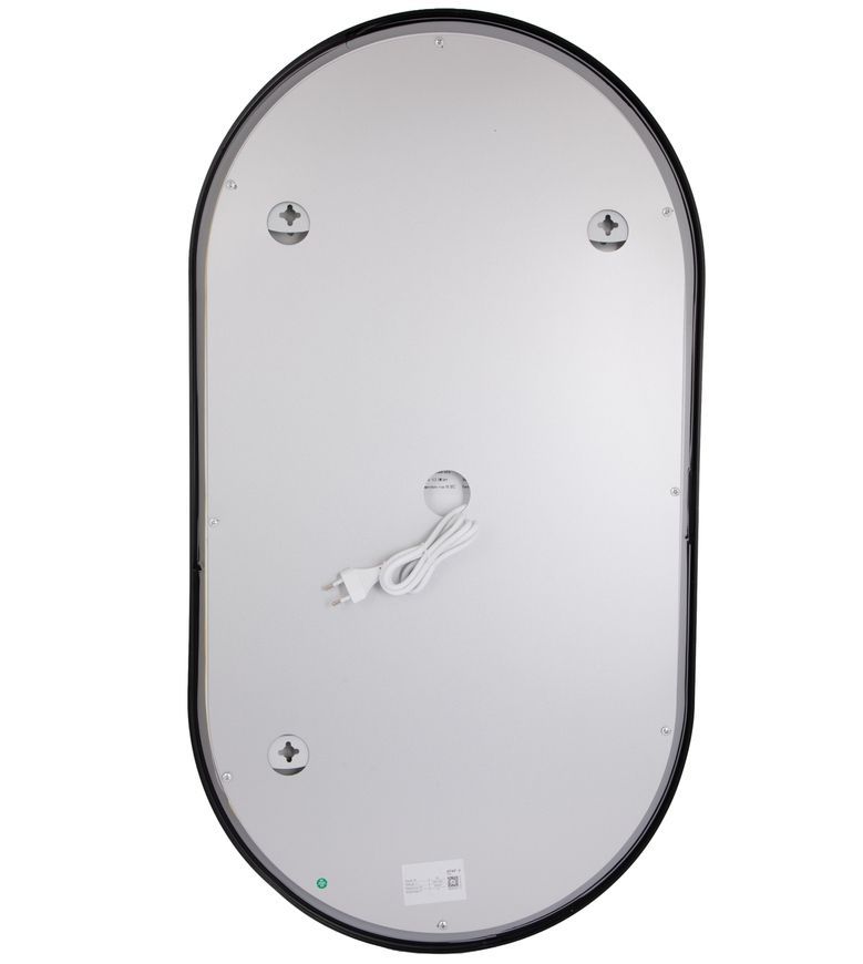 Зеркало настенное овальное Qtap Scorpio SC1 500x900 мм с LED-подсветкой Touch, антизапотеванием, диммером, рег. темп. цвета (3000-6500 К) Black QTSC500900