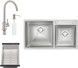 Набір QTAP S7843 SET 4 в 1: кухонна мийка двійна Satin, змішувач, сушарка, диспенсер - QTS7843SET - 1