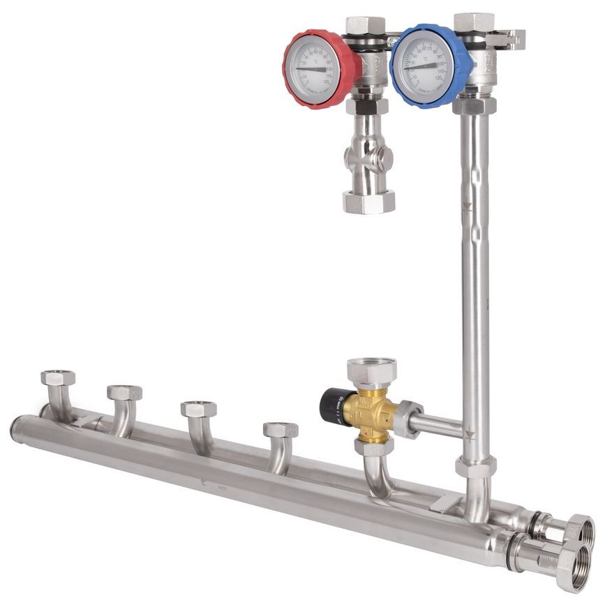 Насосна група Thermo Alliance Forte Quick System з термостатичним змішувачем (25-50&deg;C) 1" (без насосу) праве підкл. TAF-QSPGR2