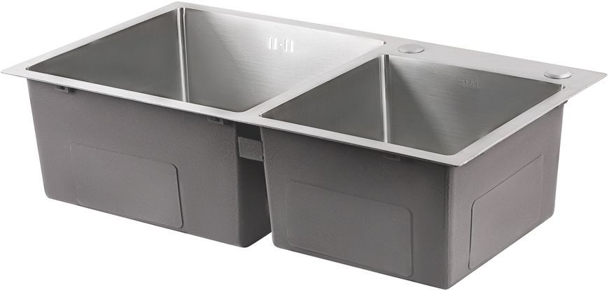 Набір QTAP S7843 SET 4 в 1: кухонна мийка двійна Satin, змішувач, сушарка, диспенсер - QTS7843SET