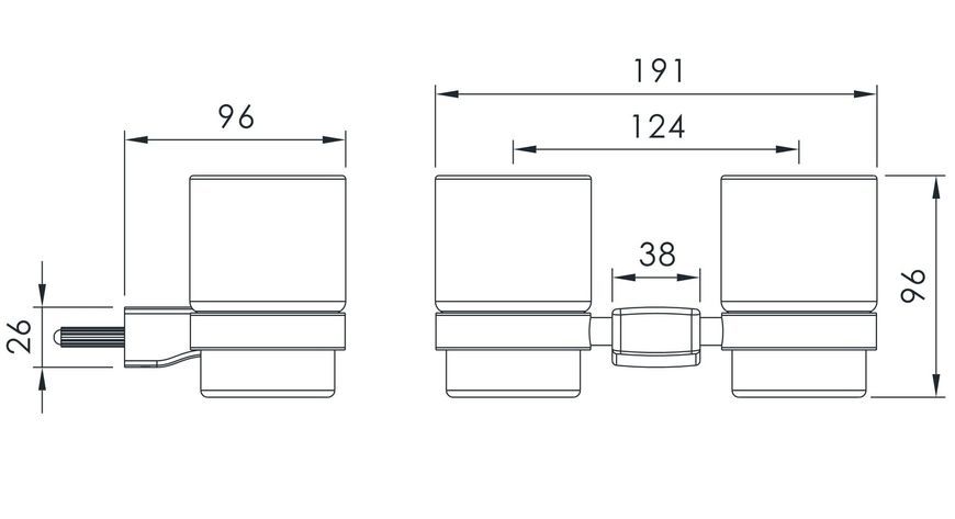 Стакан для зубных щеток двойной IMPRESE GRAFIKY ZMK041807240 cерый графит