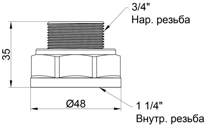Перехід латунний SD Plus 1 1/4"ВРх3/4"ЗР SD4093220