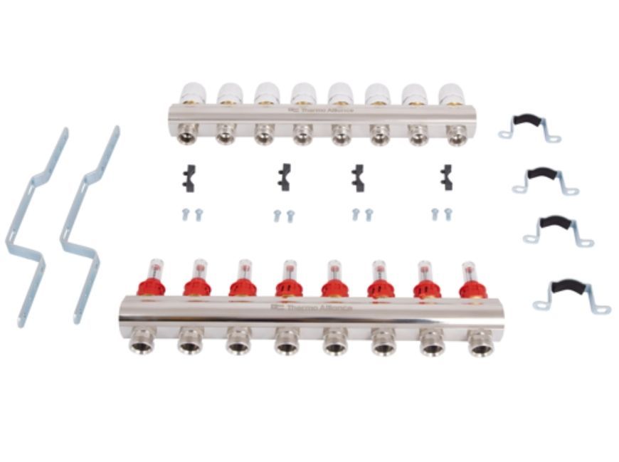 Коллектор с расходомерами Thermo Alliance Standart 1" 8 выходов 3/4" SD235W8 латунь - SD235W8