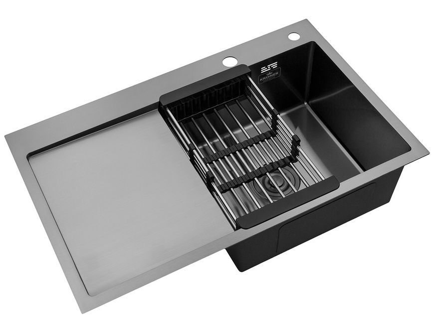 Кухонная мойка Kroner KRP Schwarze 7849RHM PVD с смесителем и дозатором CVS30126 KRS7849RHMPVDSCH03918SP026 - KRS7849RHMPVDSCH03918SP026
