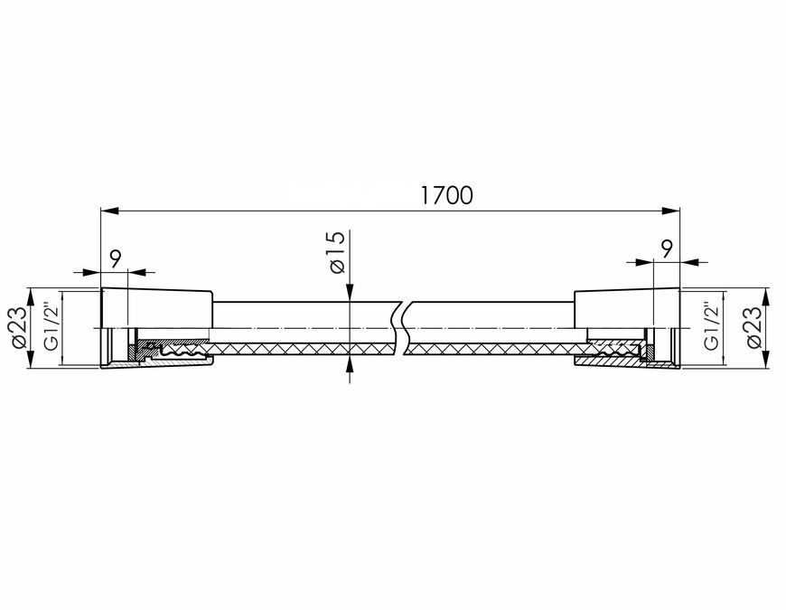 Шланг для душа Imprese PVC, 1700 мм, anti-twist f03600101AJ хром - f03600101AJ