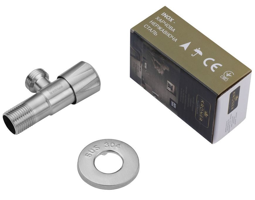 Кран приборный Kroner KRP Edelstahl Klassisch-ESG101 1/2"х1/2" НР нержавеющая сталь CV022974