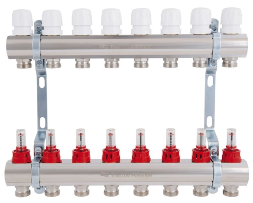 Коллектор с расходомерами Thermo Alliance Standart 1" 8 выходов 3/4" SD235W8 латунь - SD235W8